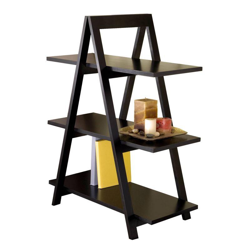 Black Wood 3-Tier A-Frame Ladder Shelf