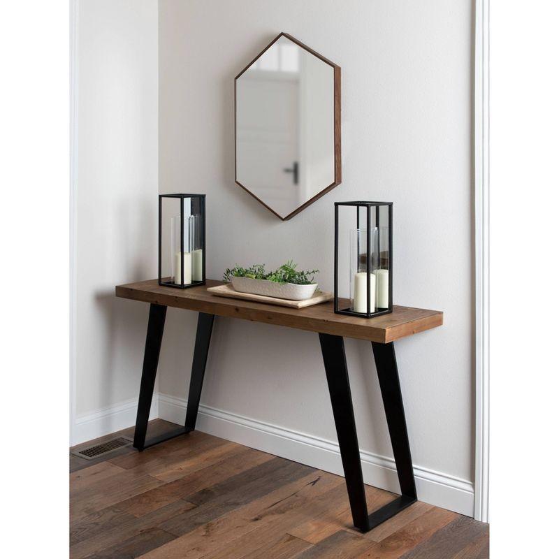 Walnut Brown Rectangular Wood Full Length Vanity Mirror