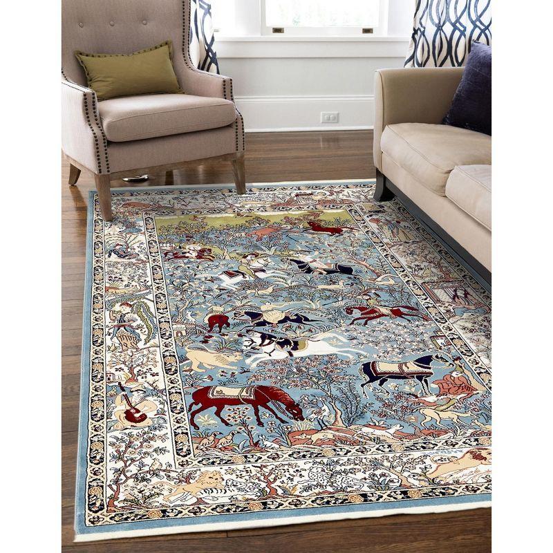 Unique Loom Narenj Birmingham Floral Indoor Woven Fringe Area Rug