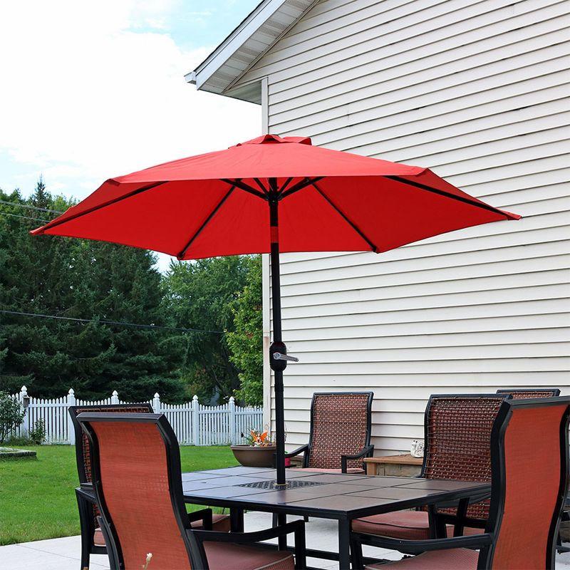 Sunnydaze Outdoor Aluminum Patio Table Umbrella with Polyester Canopy and Tilt and Crank Shade Control - 7.5' - Burnt Orange