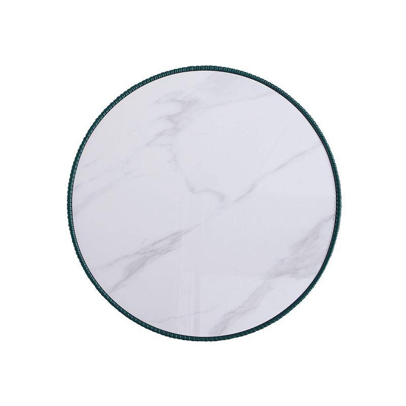 Manhattan Comfort 3pc Anderson Leatherette Upholstered Coffee Table and End Table Set Green: Gold Finish, Round, No Assembly Required