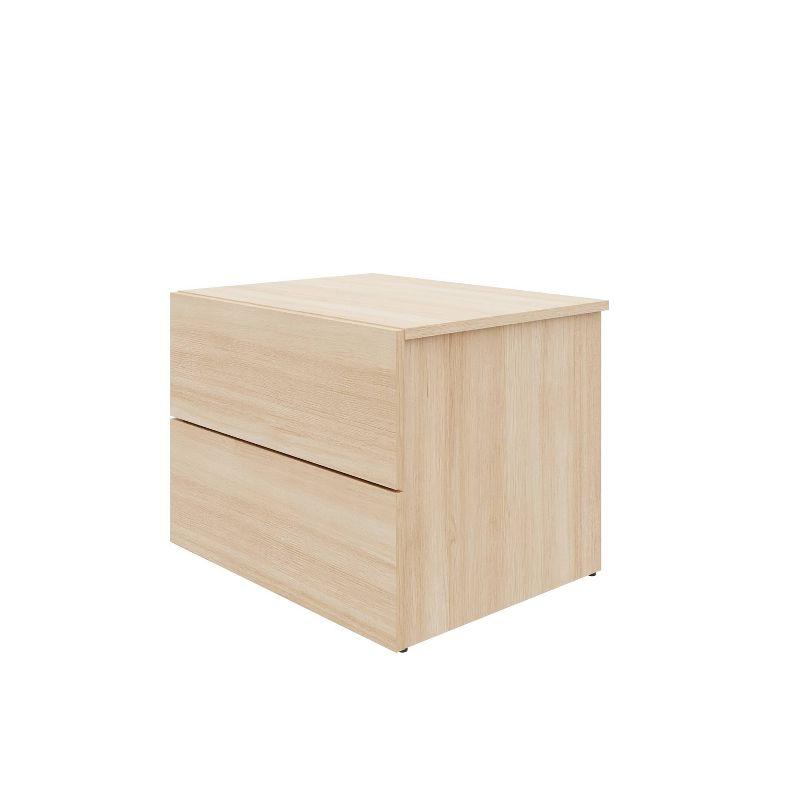 Nexera James 2 Drawers Nightstand Natural Blonde Oak: Modern Lacquered Wood Composite, 1 Year Warranty