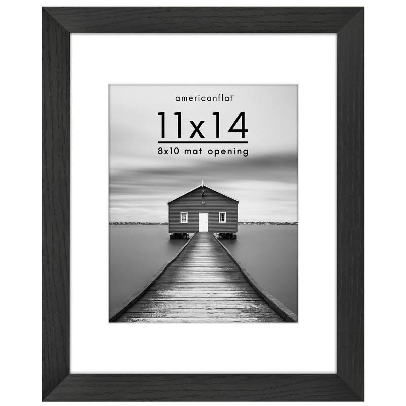 Americanflat Americanflat Picture Frame - Frame with Mat - Wide Molding - Shatter-Resistant Glass