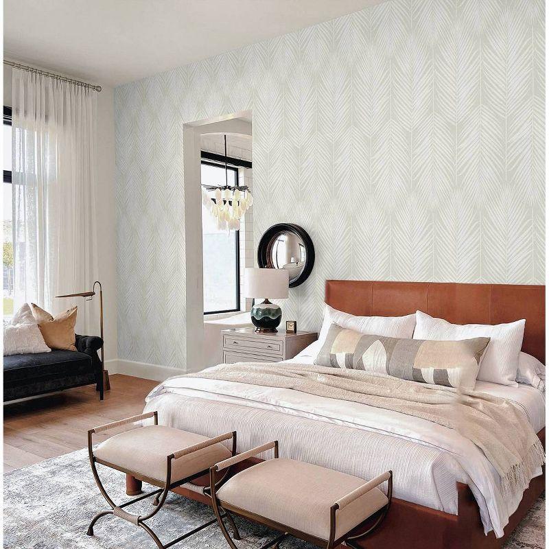 NextWall Palm Silhouette Peel and Stick Wallpaper Light Beige: Vinyl, Self-Adhesive, Botanical Leaf Pattern, 30.75 Sq Ft Coverage