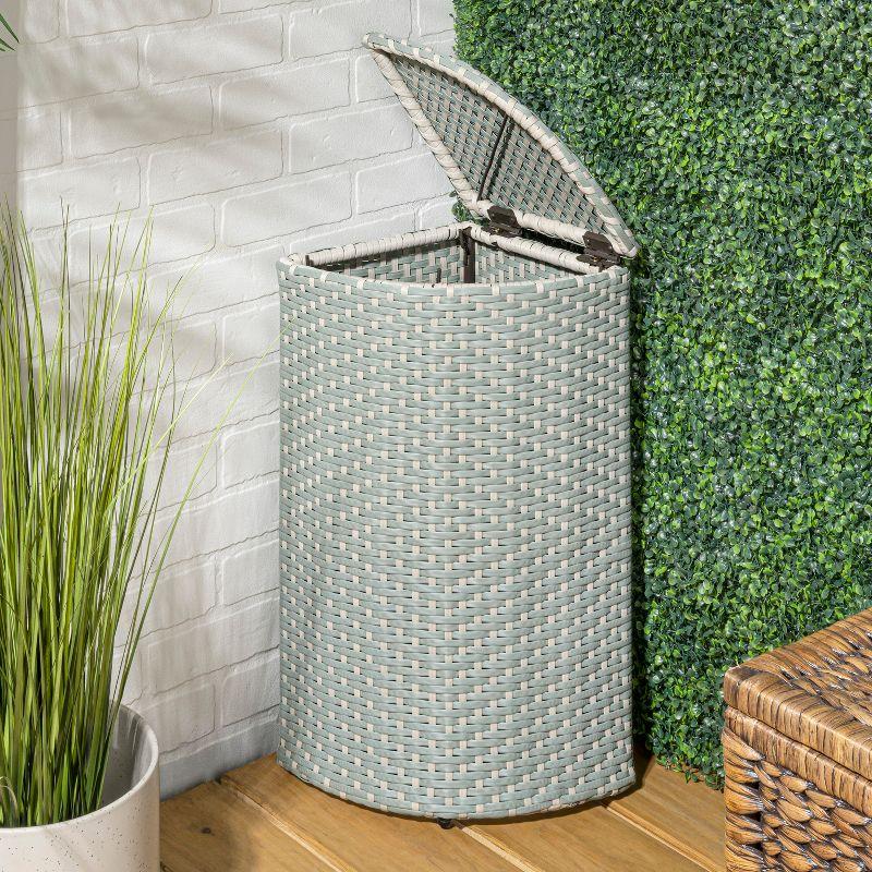 Chloe 15.56-Gallon All-Weather Wicker/Metal Corner Hideaway Outdoor Trash Can