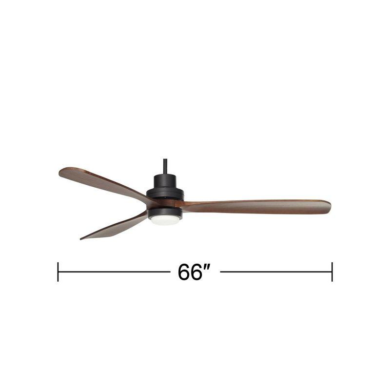 66" Casa Vieja Delta-Wing XL DC Industrial Indoor Ceiling Fan with LED Light Remote Control Matte Black Walnut Opal Glass for Living Room Kitchen