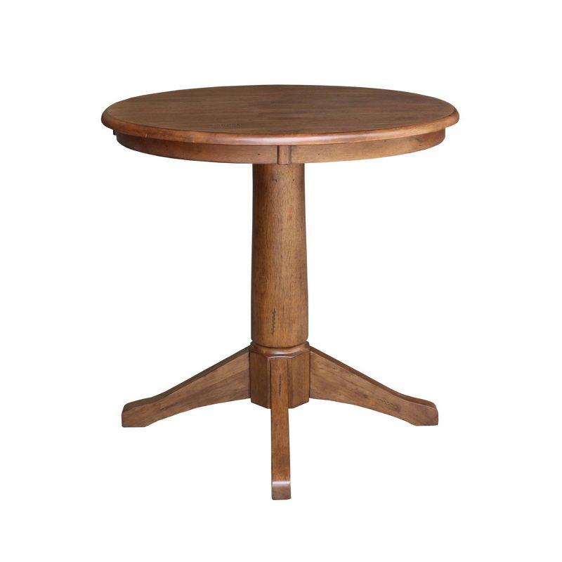 29.9" Dining Tables Laughlin Round Top Pedestal Distressed Oak - International Concepts: Hardwood, 2-Seater