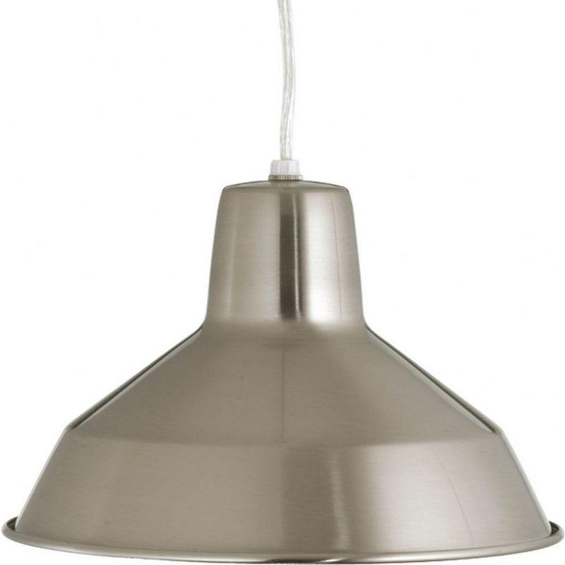 Progress Lighting, Warehouse Collection, 1-Light Mini-Pendant, Brushed Nickel, Spun Metal Shade, Material: Steel