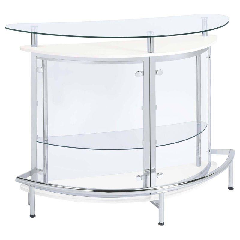 Coaster Amarillo Modern 2 Tier Home Bar Cabinet White/Chrome
