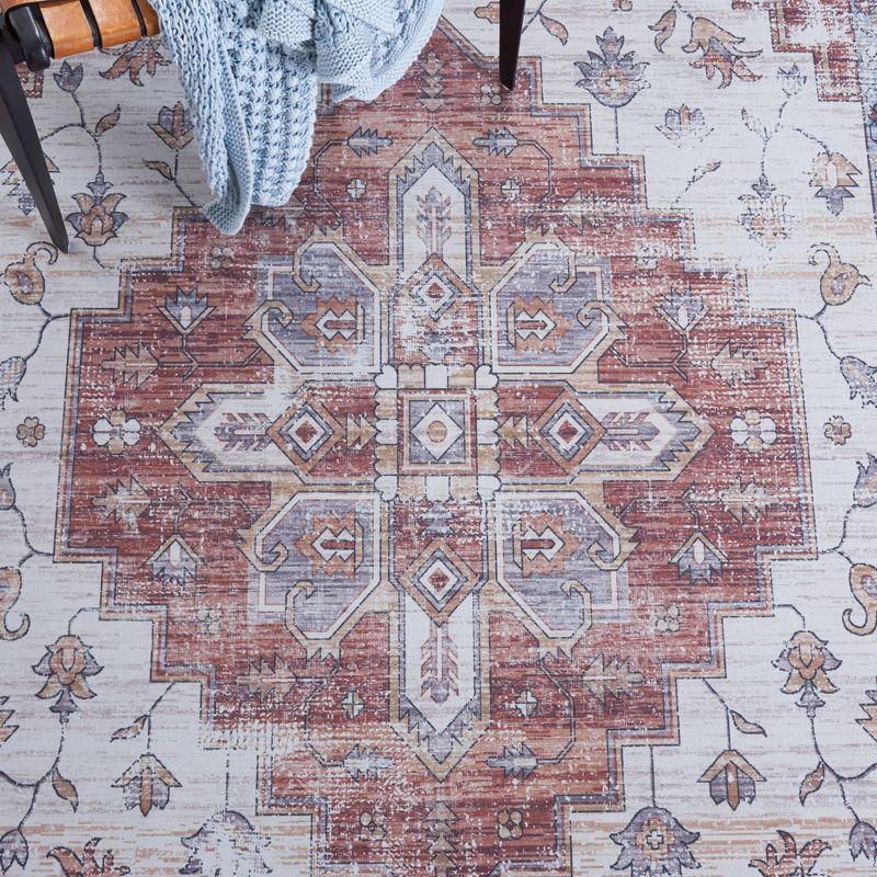 Tucson Vintage Persian TSN109 Power Loomed Machine Washable Skid-Resistant Indoor Area Rug - Ivory/Rust - 8'x10' - Safavieh