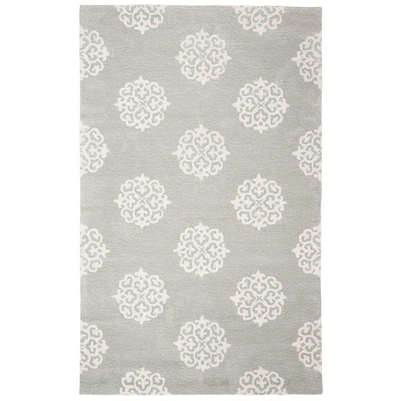 Grey and Ivory Hand-Tufted Wool Area Rug, 5' x 8'