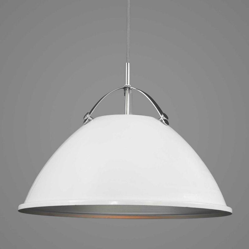 Progress Lighting Tre 1-Light Pendant, Steel, White, Dome Shade