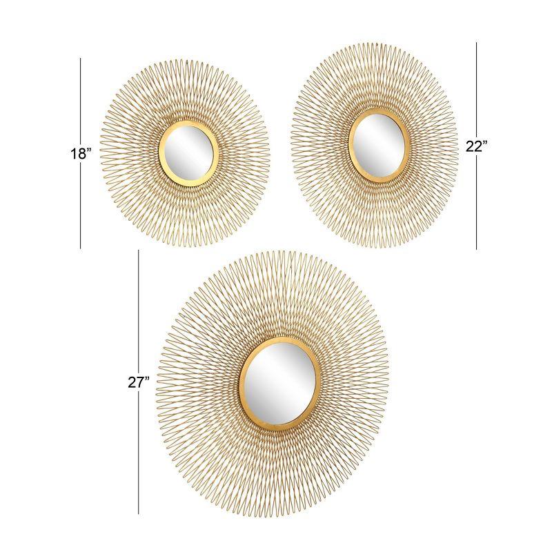 Gold Sunburst Round Wall Decor with Mirror Accent Set