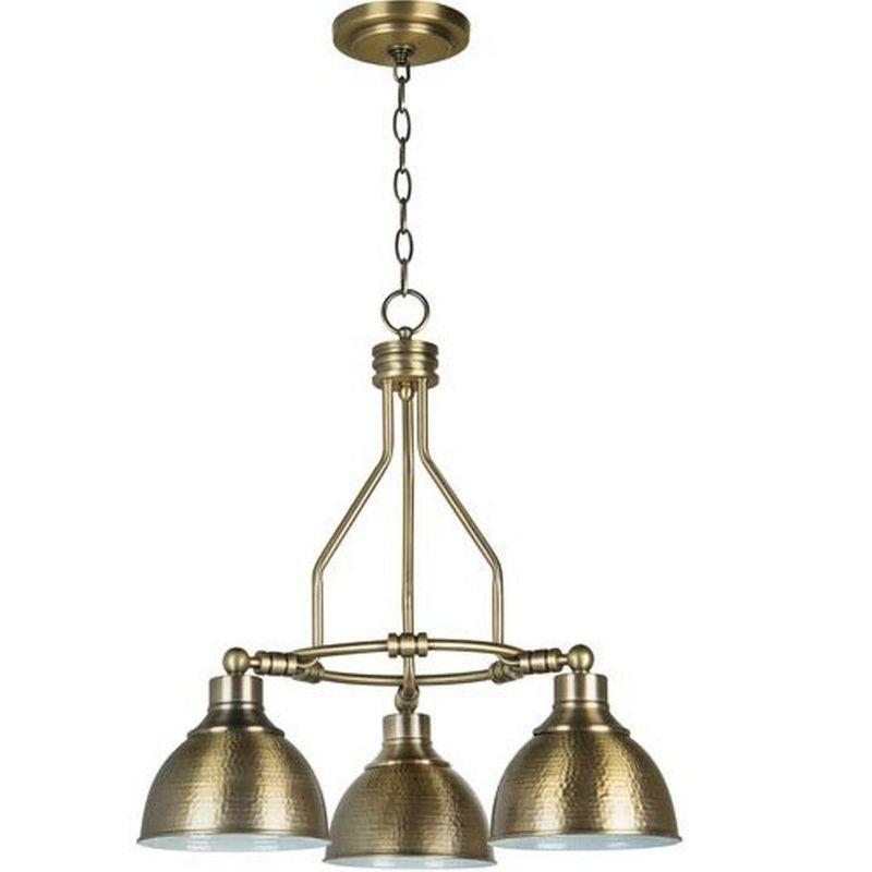 Antique Nickel 3-Light Mini Chandelier with Hammered Metal Shades