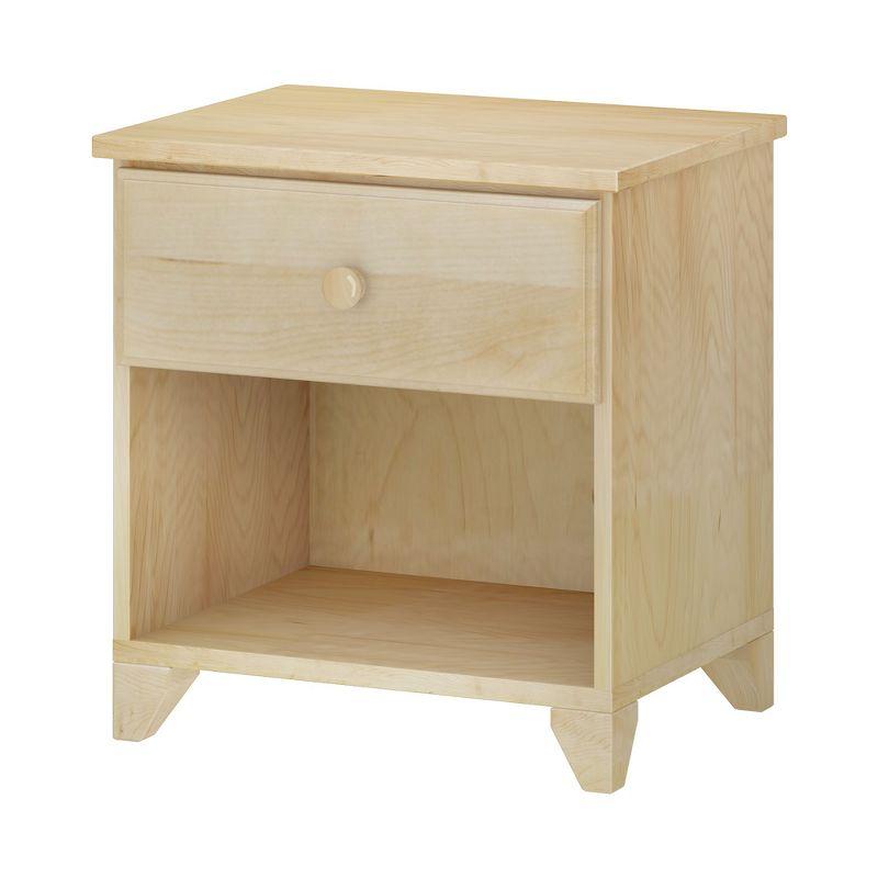 Max & Lily Classic Wood Nightstand with 1 Drawer, Kids Bedside Table/End Table, Small Nightstand for Bedroom, Natural