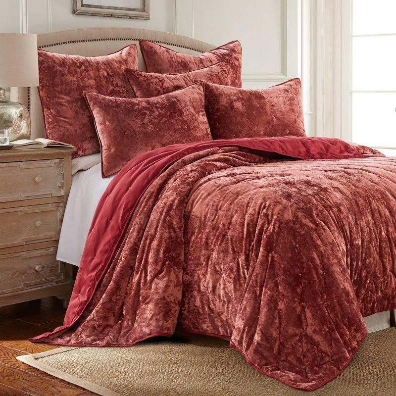 Abruzzi Velvet Red King Quilt - Birch Hill by Levtex Home