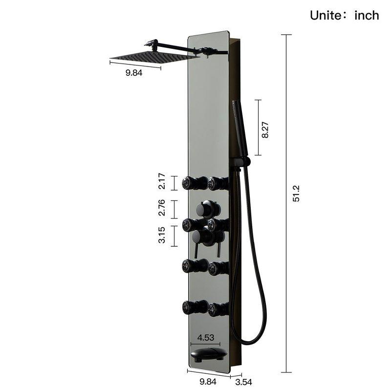 Nickel and Black 8-Jet Multifunction Shower Panel System