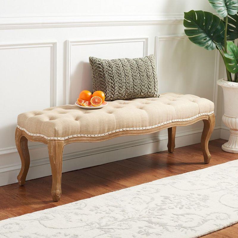 Ramsey Bench With Flat Black Nail Heads - Wheat/Natural Cream - Safavieh