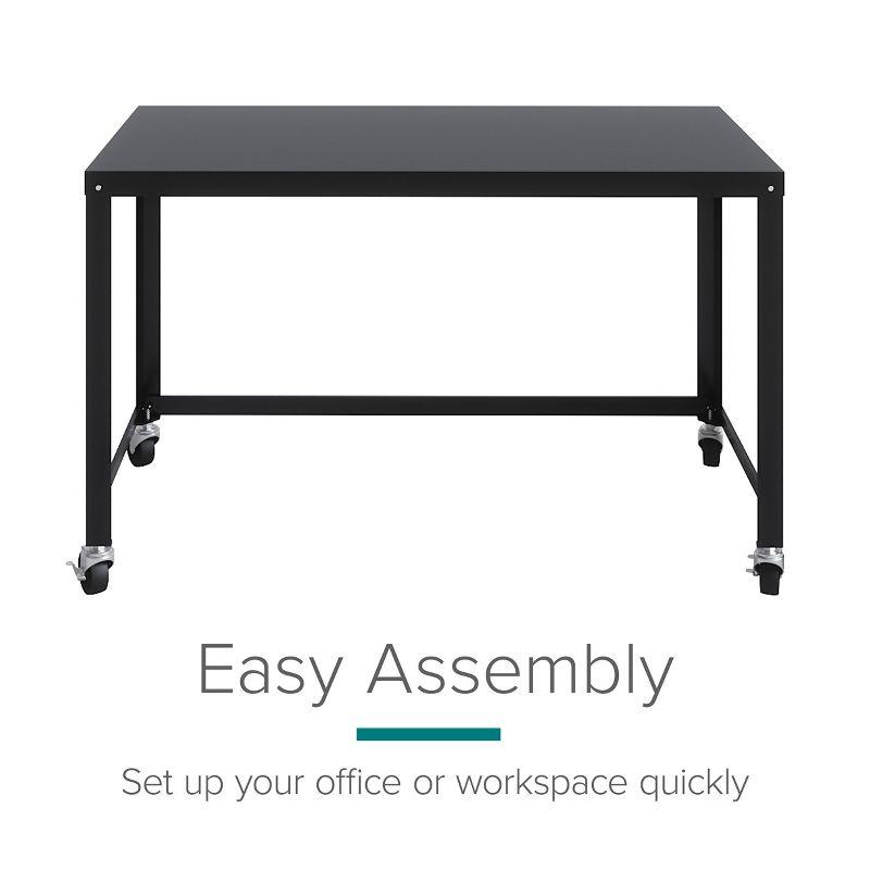 Space Solutions Mobile Desk Steel Black: Sturdy Metal Frame, No Storage, Adult Assembly Required