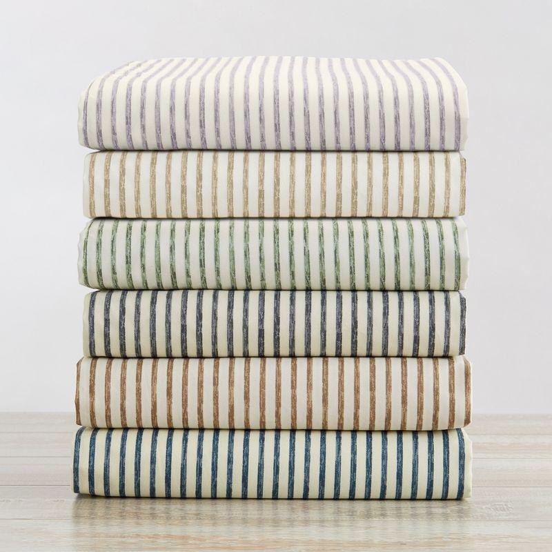 King Light Taupe Striped Microfiber Sheet Set