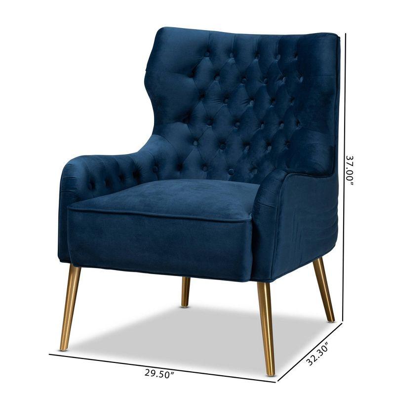 Nelson Metal Armchair Navy Blue/Gold - Baxton Studio