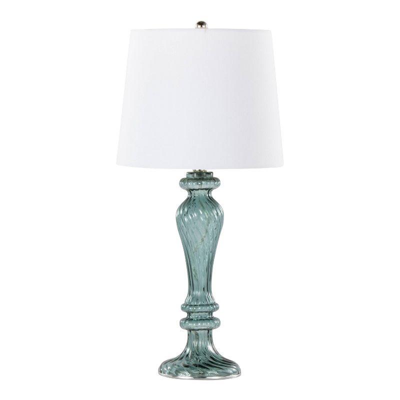 LumiSource (Set of 2) Windsor 25" Contemporary Table Lamps Clear Turquoise Glass with Off-White Linen Shade from Grandview Gallery