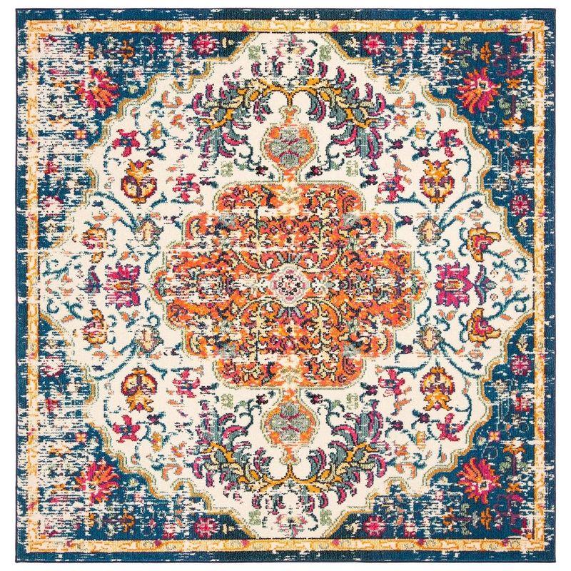 Madison MAD447 Power Loomed Indoor Area Rug - Ivory/Orange - 6'7"x6'7" - Safavieh