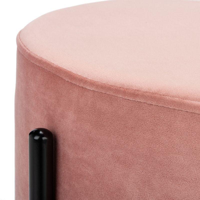 Lisbon Round Ottoman - Dusty Rose/Black - Safavieh