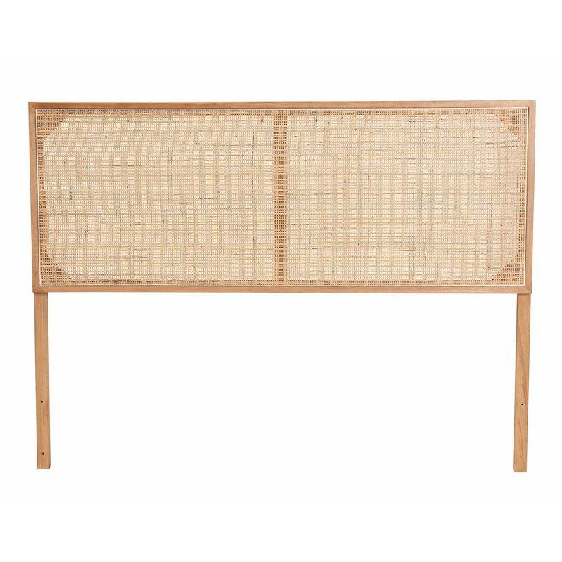 bali & pari Queen Aurelia Bayur Wood and Rattan Headboard: Bohemian Design, Wall or Frame Mount, Adjustable Height