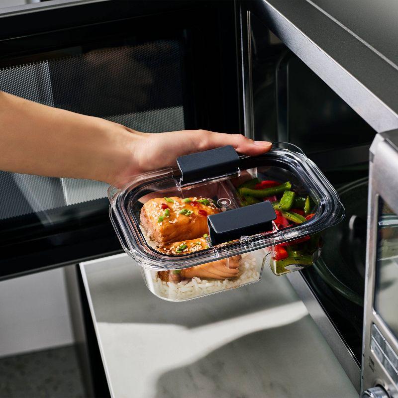 Rubbermaid Brilliance 2.85c Plastic Divided Meal Prep Food Storage Container Clear: Dishwasher, Microwave & Freezer Safe