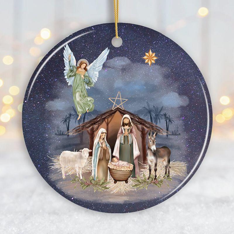 Mary Nativity Night Art Illustration Christmas Ornament| OrnamentallyYou