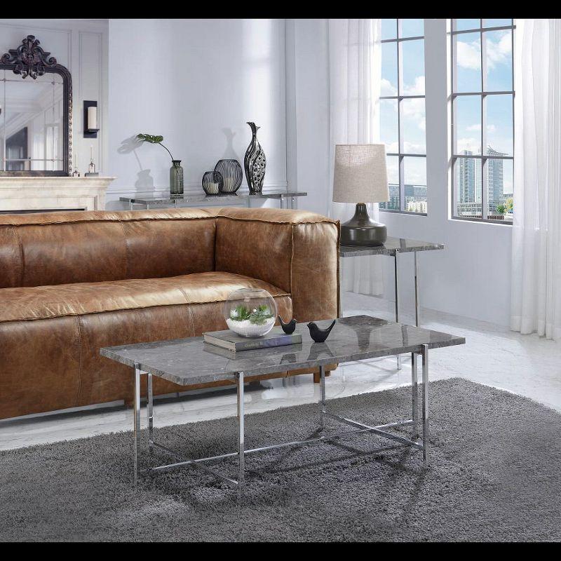 Adelae 49'' Faux Marble and Chrome Sofa Table