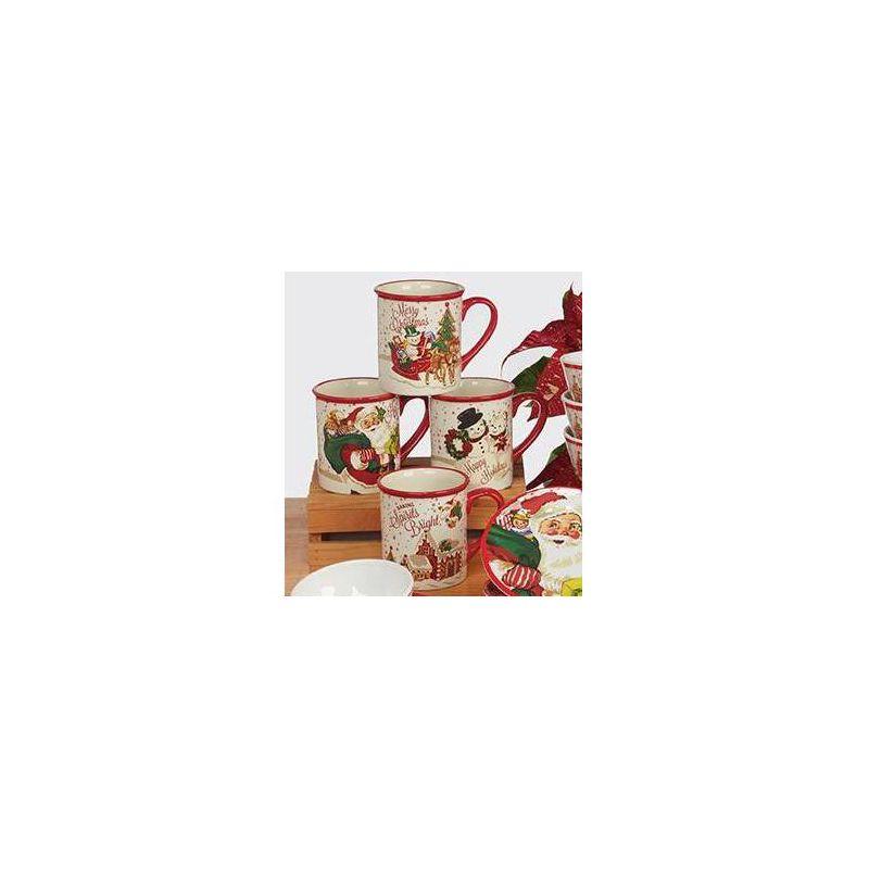 Santa's Retro Christmas Set if 4 Mugs 18 oz