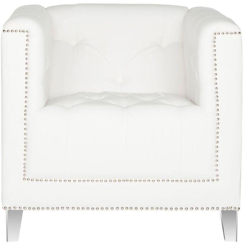 White Tufted Acrylic Barrel Accent Chair with Nailhead Trim