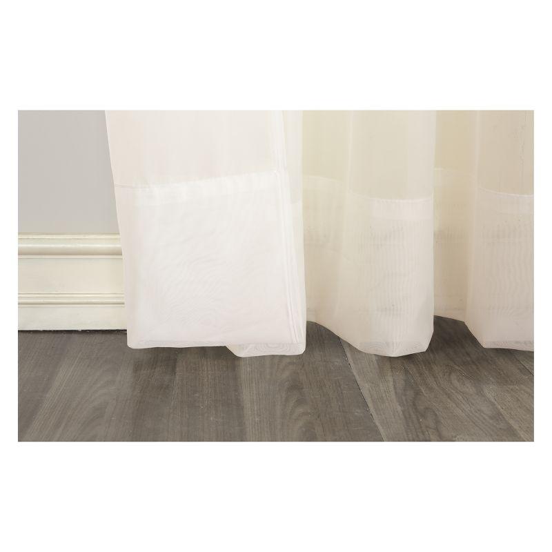 59"x95" No. 918 Sheer Emily Voile Tab Top Curtain Panel White: Sheer Curtain Panels, Machine Washable, Indoor Use
