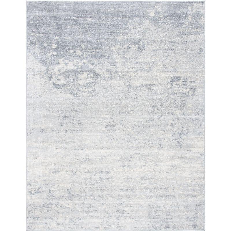 Elegant Gray Synthetic 9' x 12' Hand-Knotted Area Rug