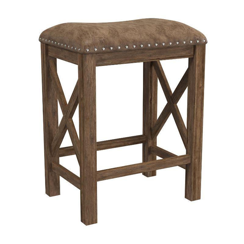 Set of 2 Willow Bend Counter Height Barstool Walnut/Brown- Hillsdale Furniture: Upholstered, Rustic Finish, Wood Frame