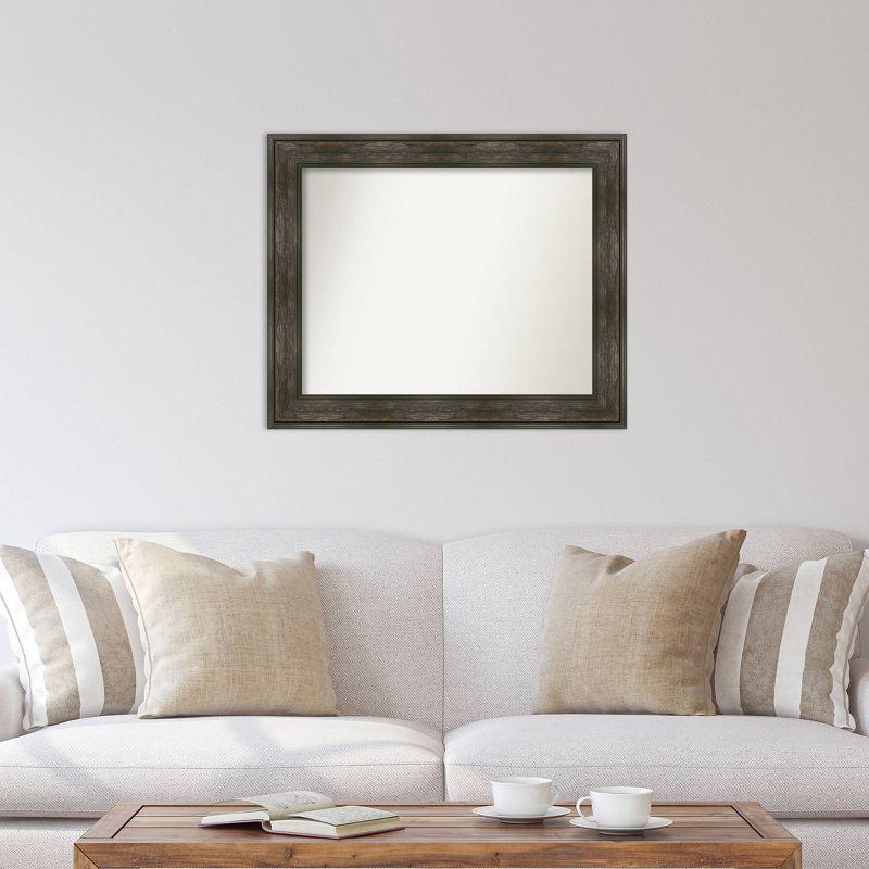 34" x 28" Non-Beveled Rail Rustic Char Wall Mirror - Amanti Art: Rectangle, Polystyrene Frame, Wall Mounted