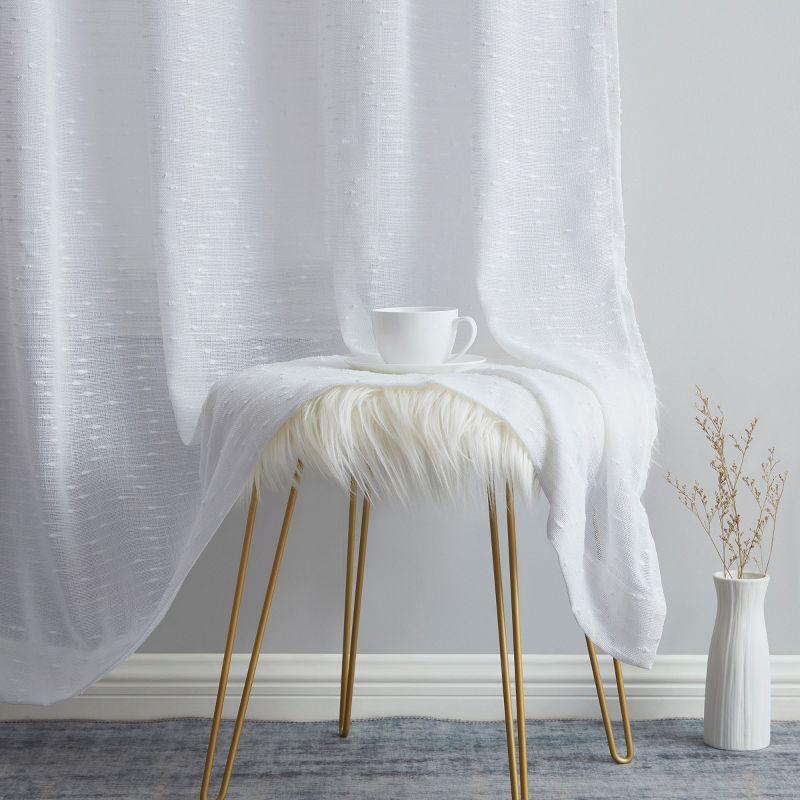 HLC.ME Emily Faux Linen Semi Sheer Light Filtering Back Tab Pocket Lightweight Window Curtains Drapery, 2 Panels - Beige, 54 W x 96 L