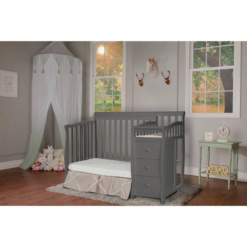 Storm Gray 4-in-1 Mini Convertible Crib with Changer