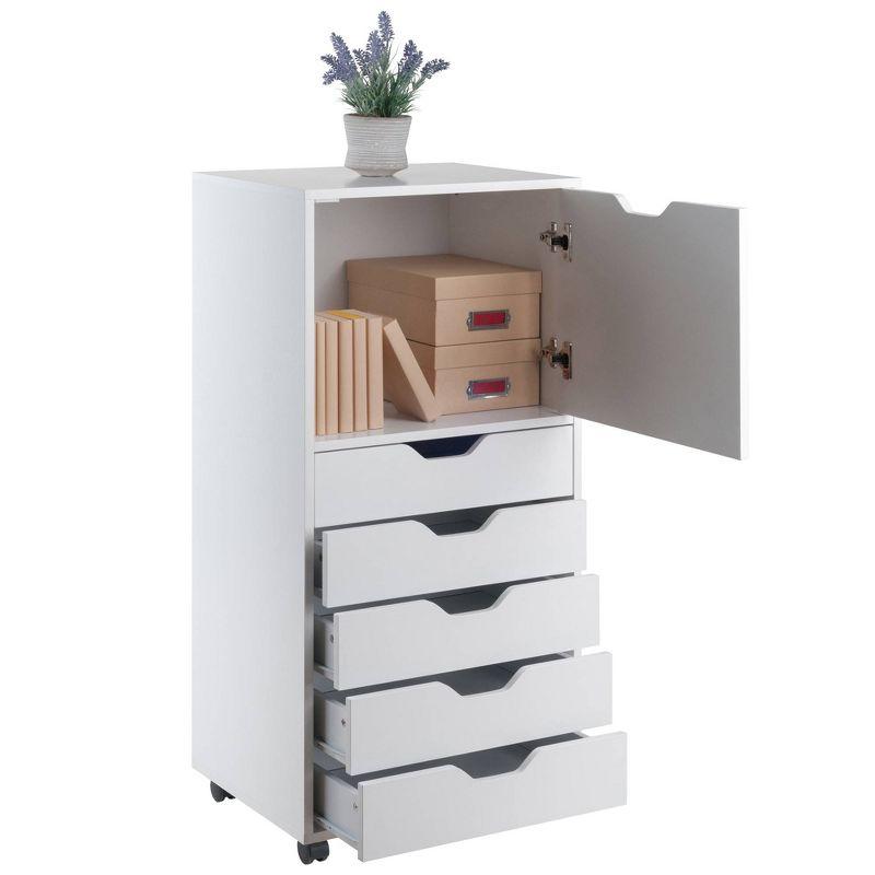 Halifax 5 Drawer Cabinet White - Winsome: Wood Composite Office Furniture, Printer Stand with Storage