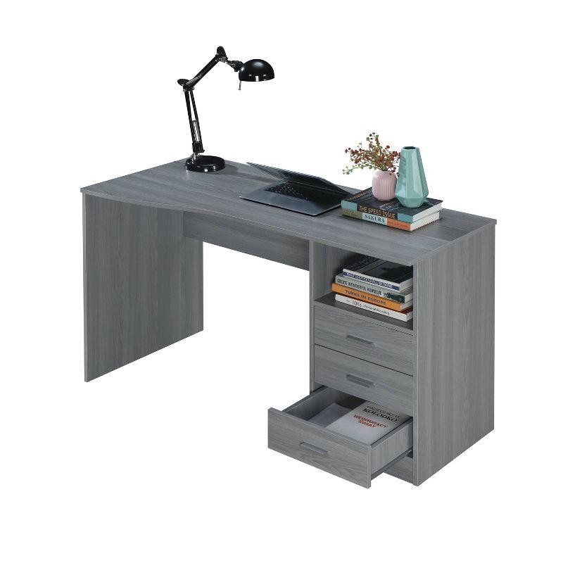 Elegant Gray Wood Computer Desk with Storage Drawers