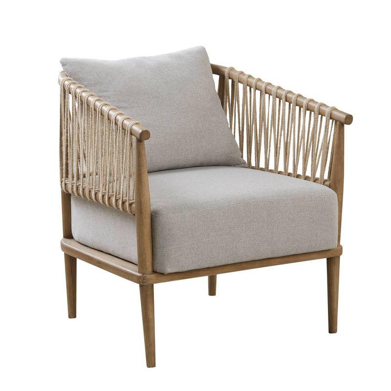 Natural Wood and Jute Rope Barrel Accent Chair