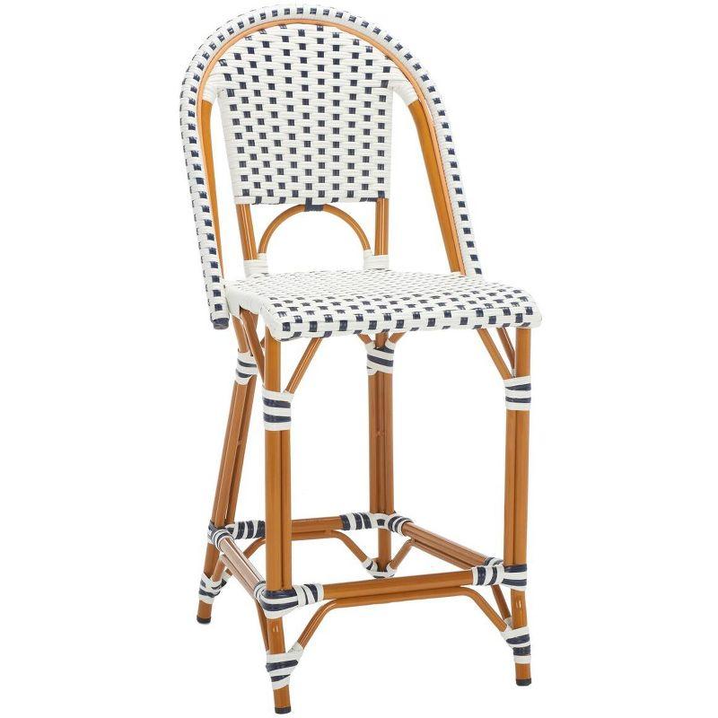 California Counter Stool - Indoor/Outdoor - PAT7532 - White/Navy - Safavieh