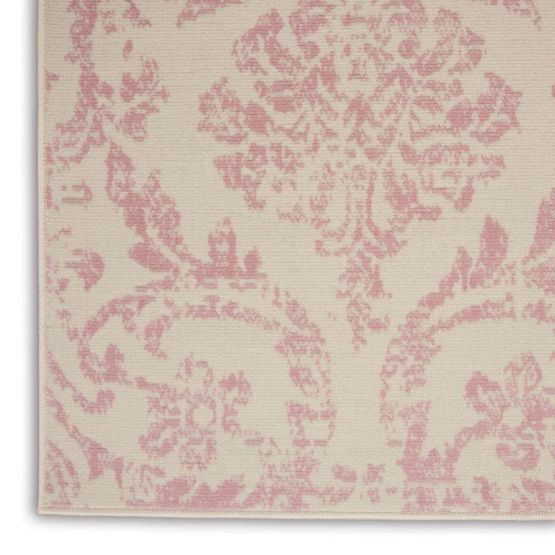 Nourison Jubilant 5'3" x 7'3" (5' x 7') Ivory/Pink Area Rug Farmhouse Vintage Damask by Nourison