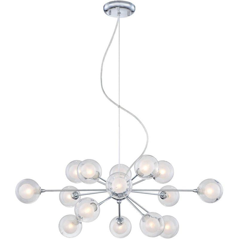 Possini Euro Design Spheres Chrome Chandelier 30" Wide Mid Century Modern Sputnik Glass Shade 15-Light Fixture for Dining Room House Kitchen Island