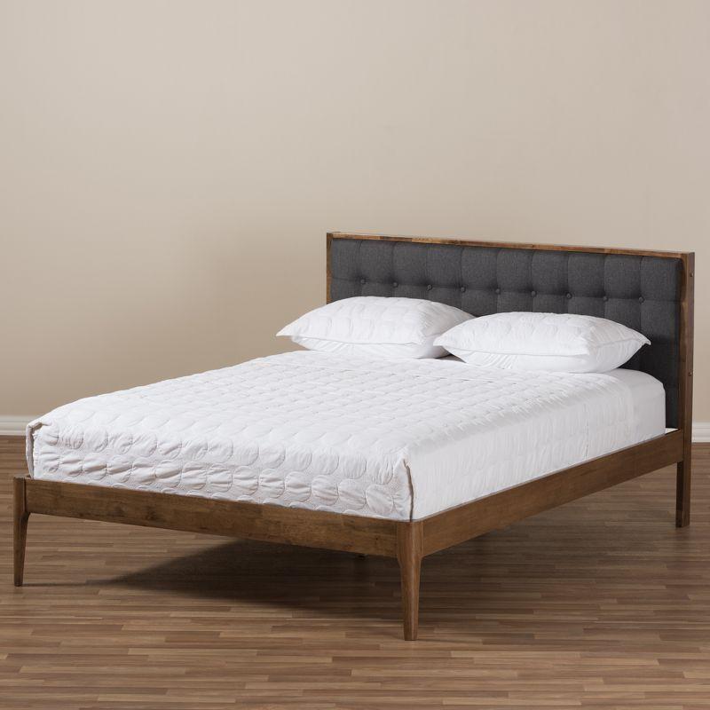 Jupiter Mid Tufted Platform Bed Gray - Baxton Studio