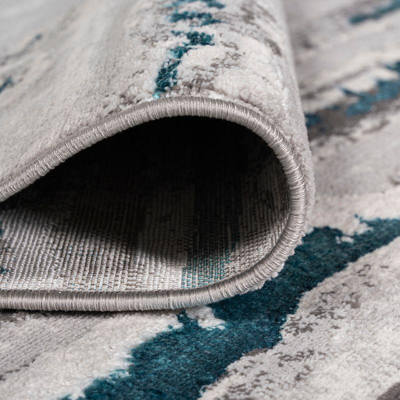 4'x6' Batten Modern Stripe Area Rug, Gray/Turquoise - JONATHAN Y