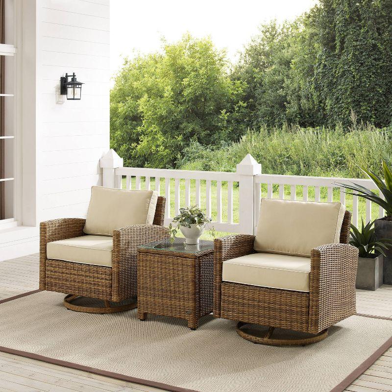 Bradenton 3-Piece Outdoor Wicker Swivel Rocker Chair Set