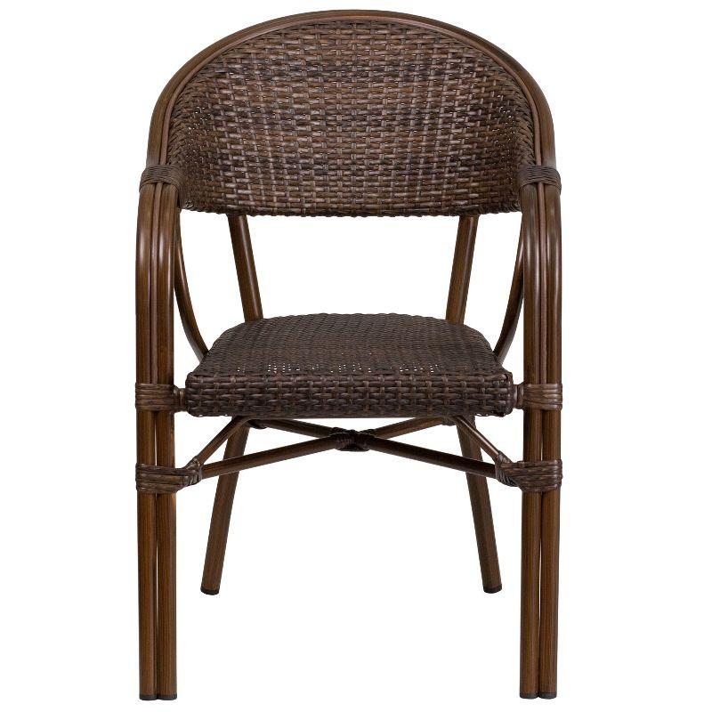 Cocoa Brown Wicker and Aluminum Patio Dining Chair